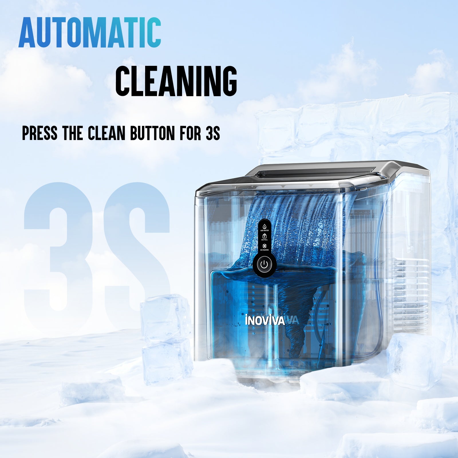 Inoviva Nugget Ice Maker K1.0 – Ultra-Compact Ice Maker for Home Kitchen