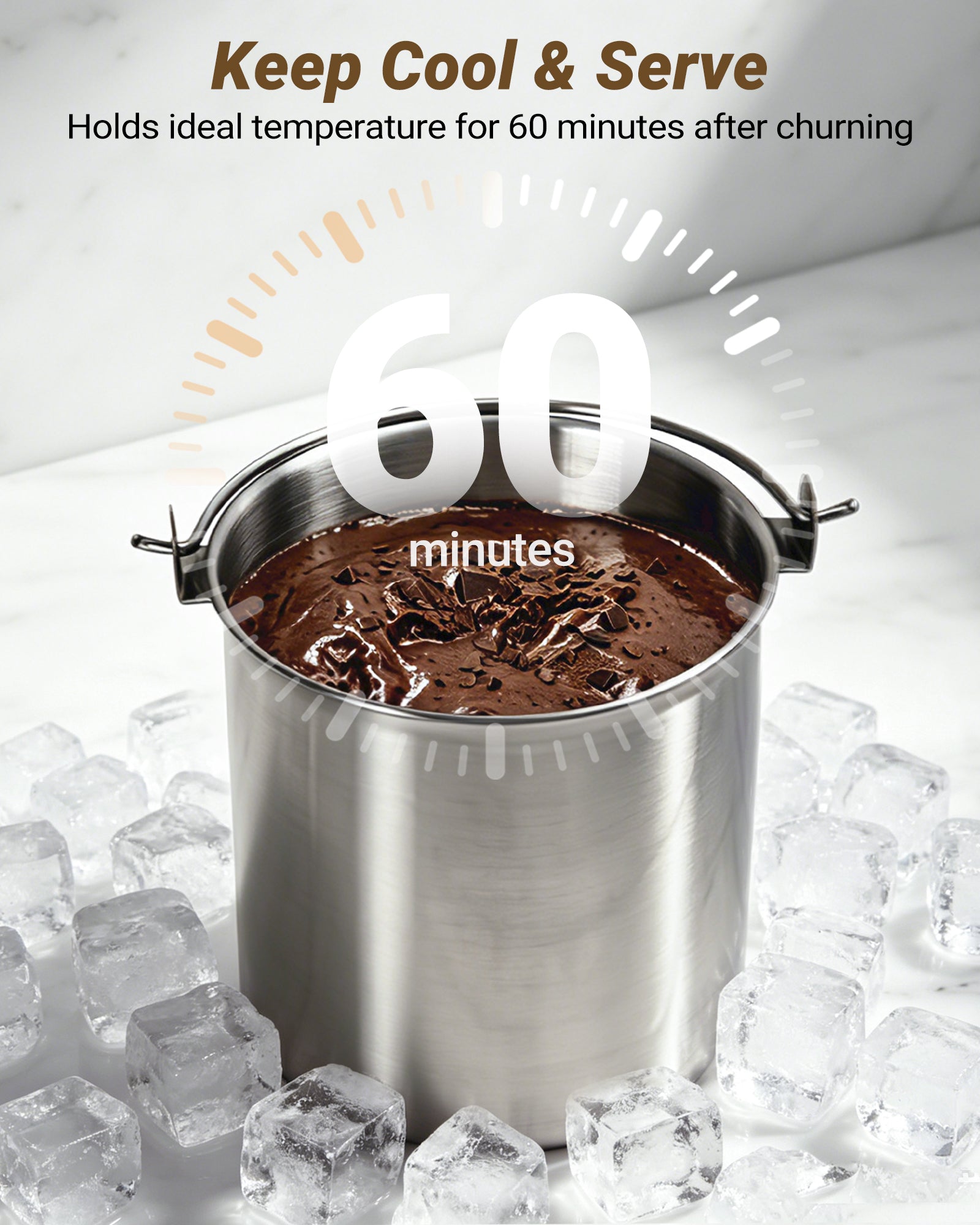 Inoviva 4-in-1 Ice Cream Maker, 1.06QT Capacity, No Pre-Freezing, Digital Display with 4 Preset Functions for Gelato, Frozen Yogurt & Sorbet