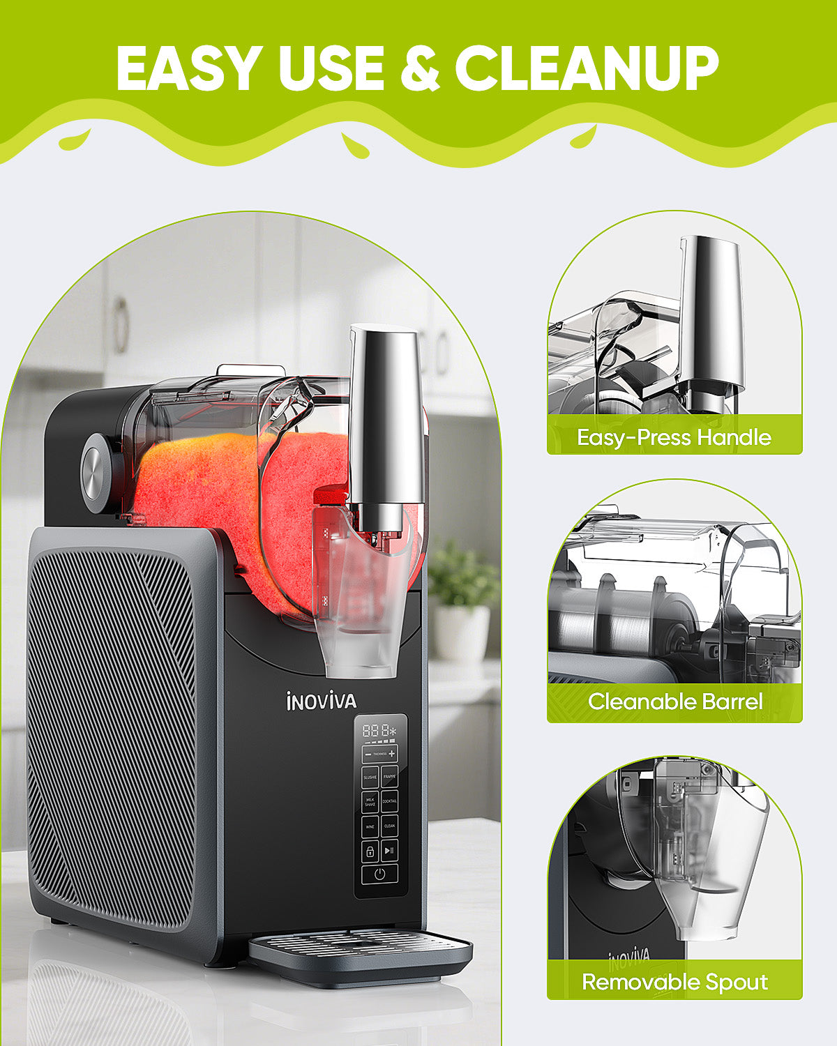 Inoviva Slushie Machine S1.2 – 68oz Upgraded Frozen Drink Maker