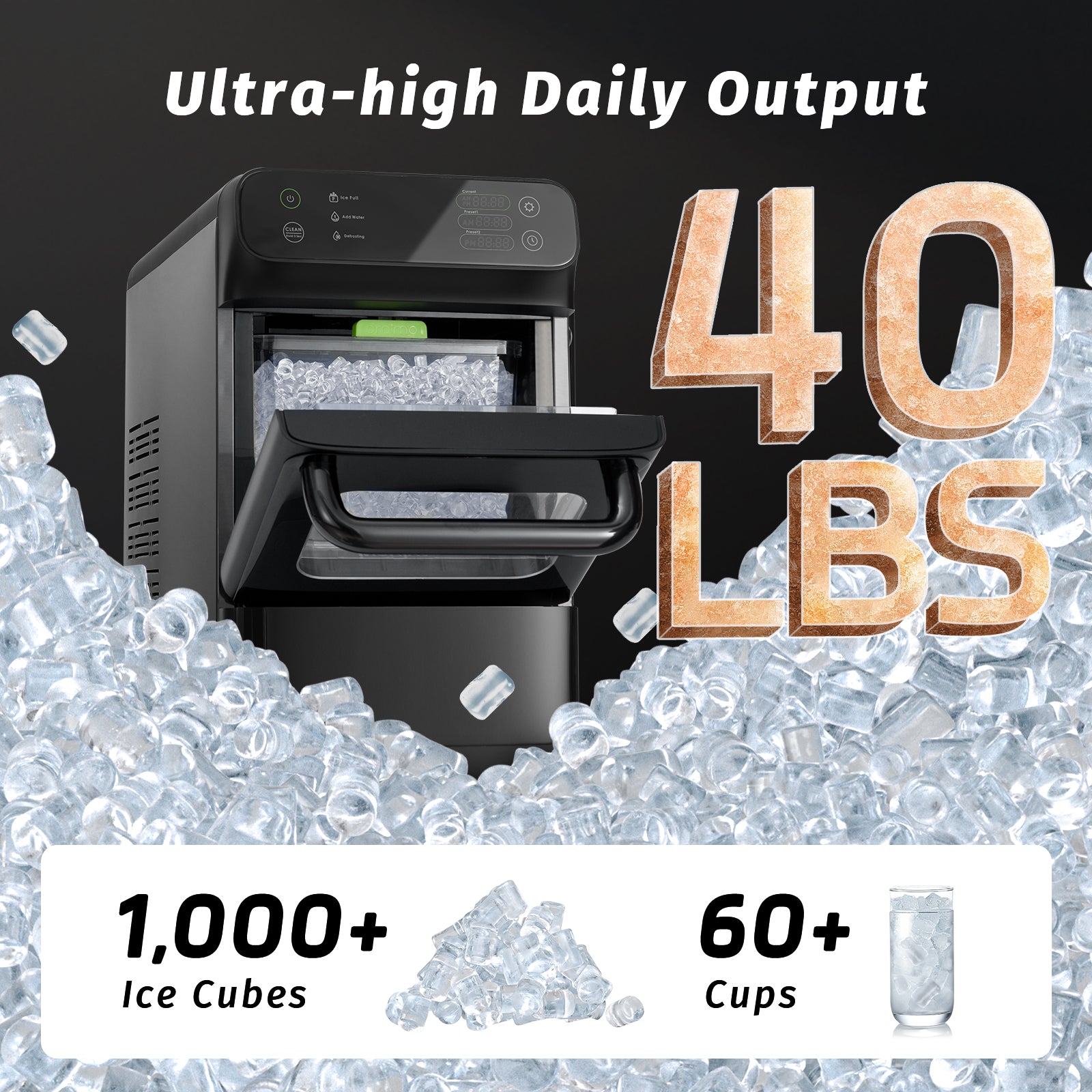 Inoviva Nugget Ice Maker K3.0 – 40lb Kieseleismaschine mit Wassertank