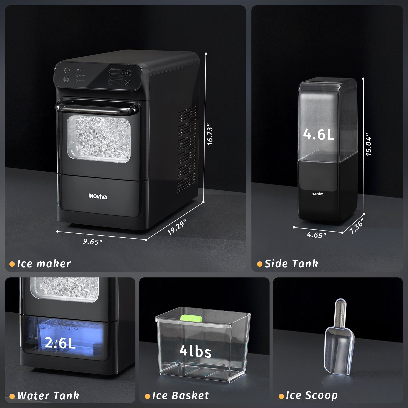 Inoviva Nugget Ice Maker K3.0 – 40lb Kieseleismaschine mit Wassertank