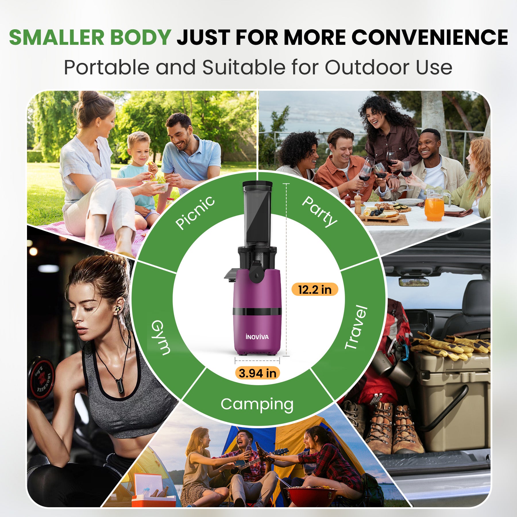 Inoviva Kaltpress-Entsafter – Kompakter Slow Juicer für Obst und Gemüse