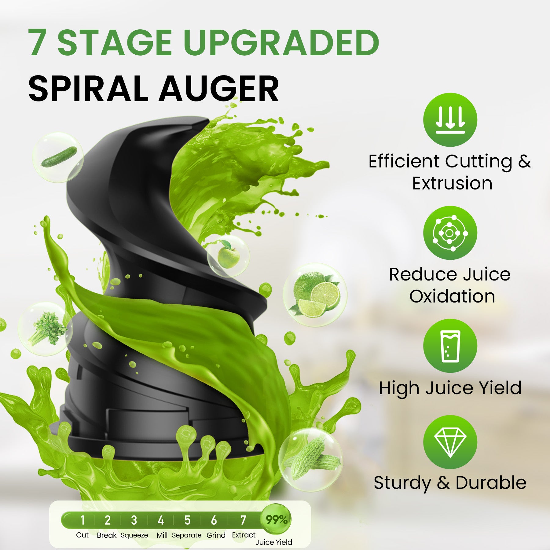 Inoviva Kaltpress-Entsafter – Kompakter Slow Juicer für Obst und Gemüse