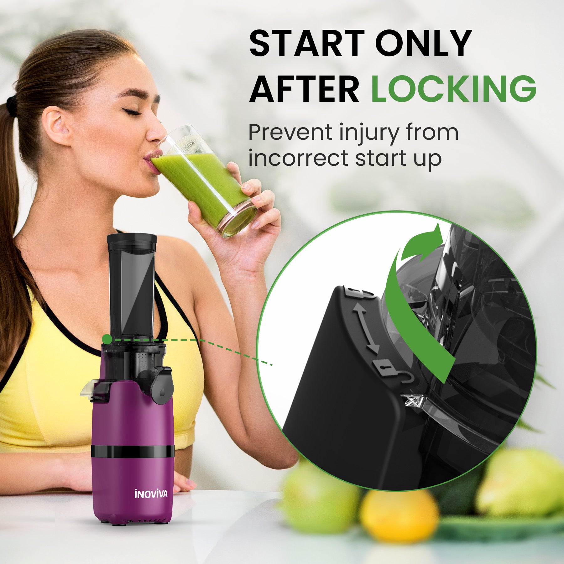 Inoviva Kaltpress-Entsafter – Kompakter Slow Juicer für Obst und Gemüse