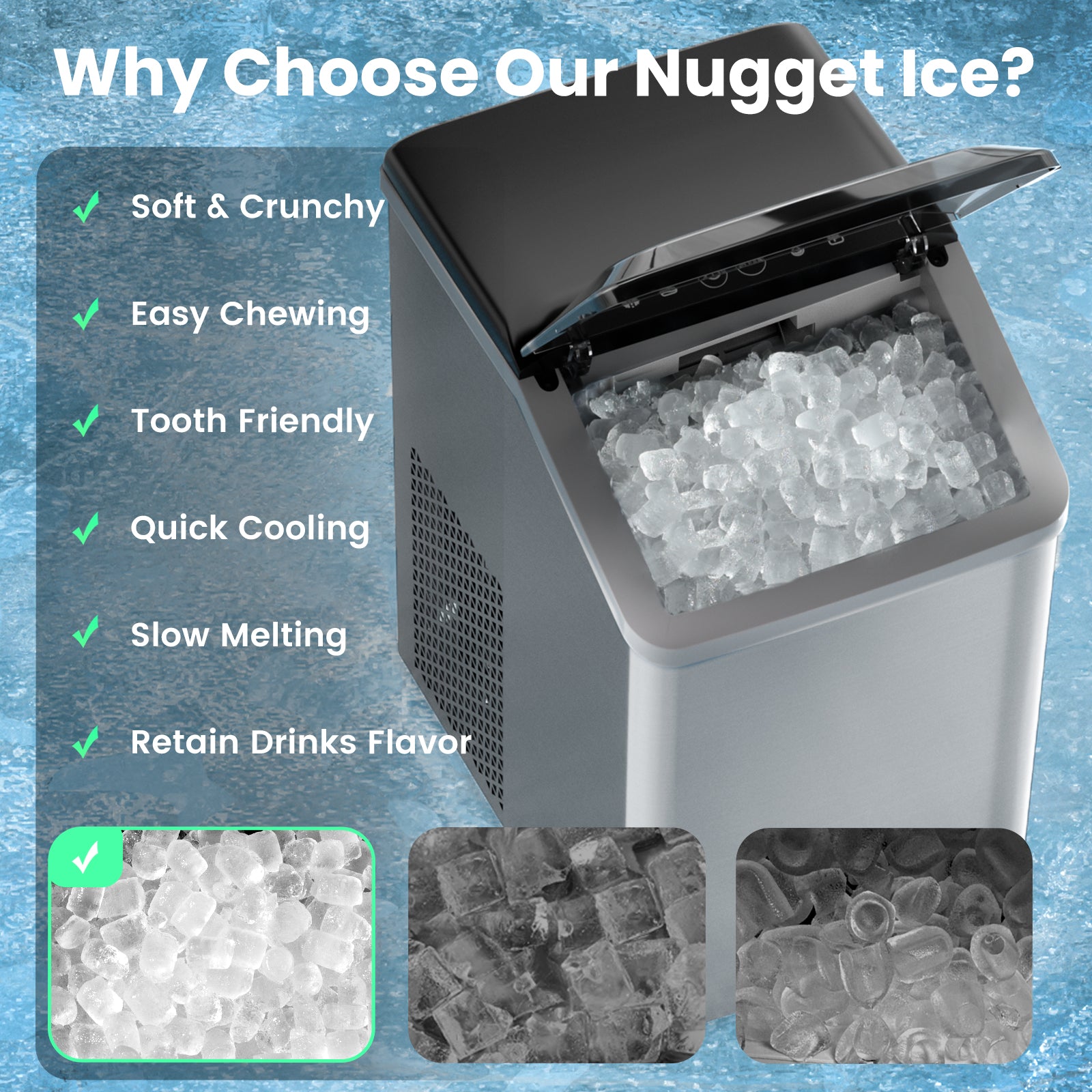 Inoviva Nugget Ice Maker K2.0 – Kompakte Kieselstein-Eismaschine für die Arbeitsplatte