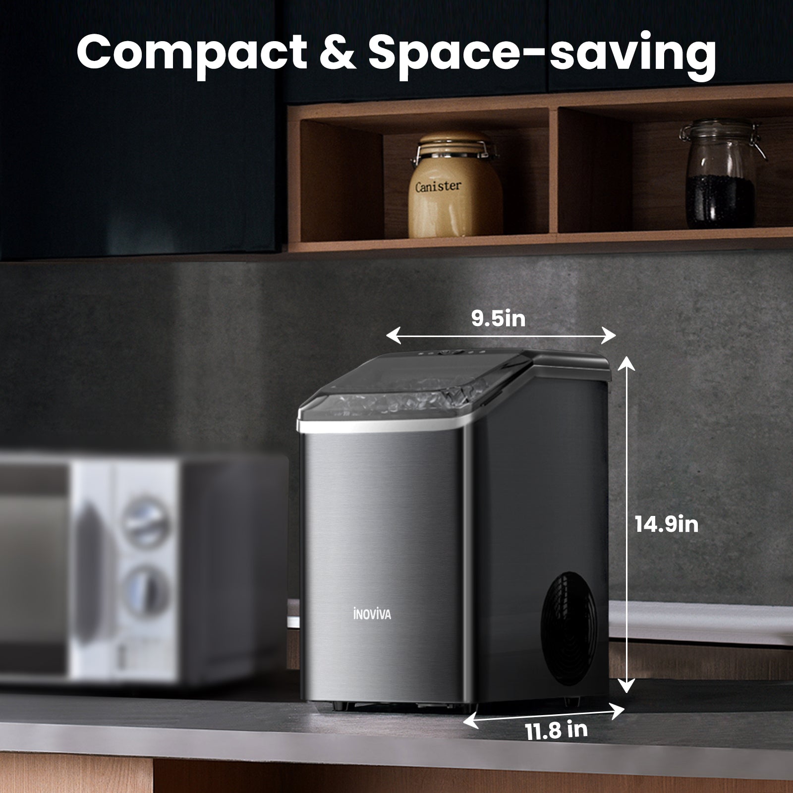 Inoviva Nugget Ice Maker K2.0 – Kompakte Kieselstein-Eismaschine für die Arbeitsplatte