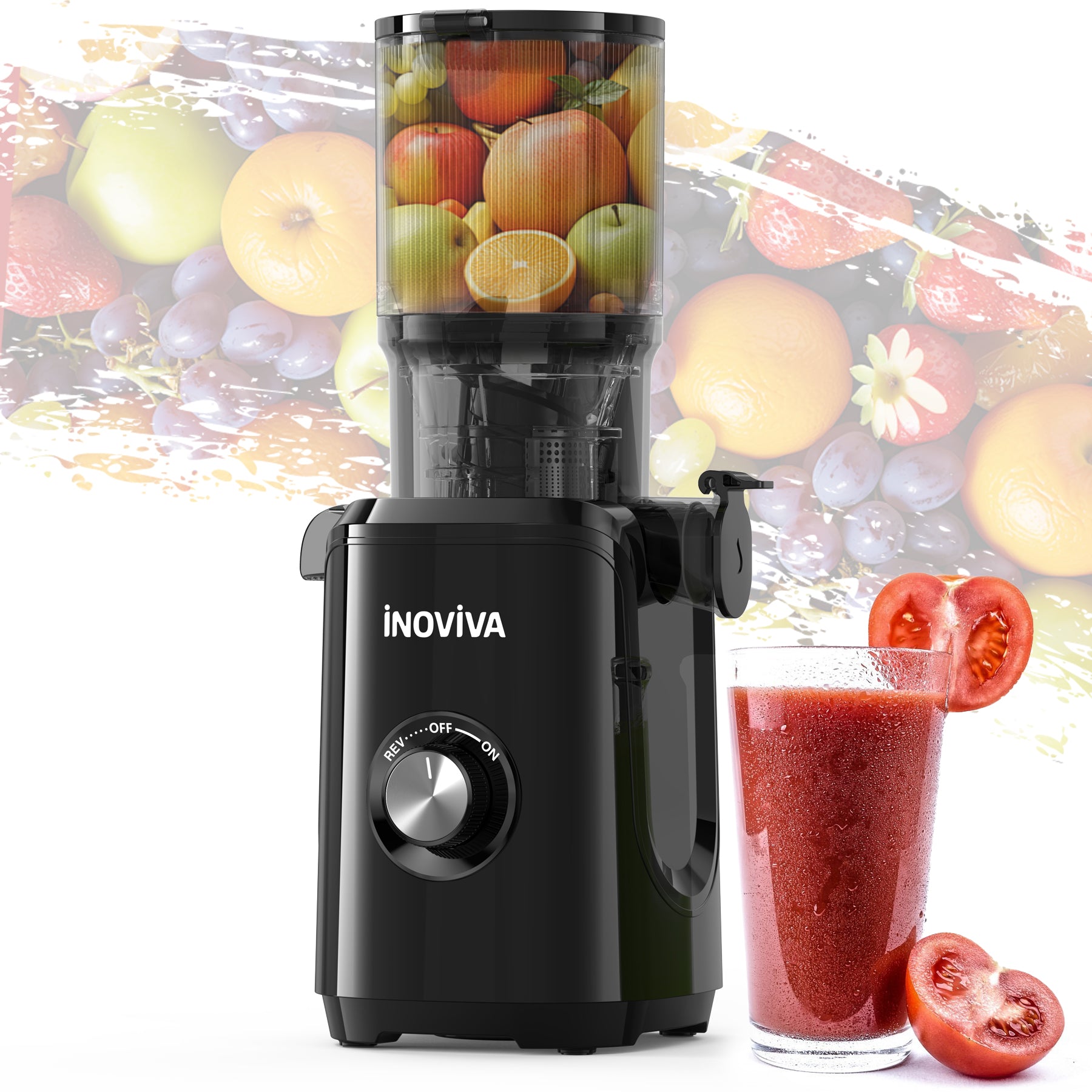 Inoviva Slow Juicer – Kaltpress-Entsafter mit breitem Einfüllschacht für ganze Früchte