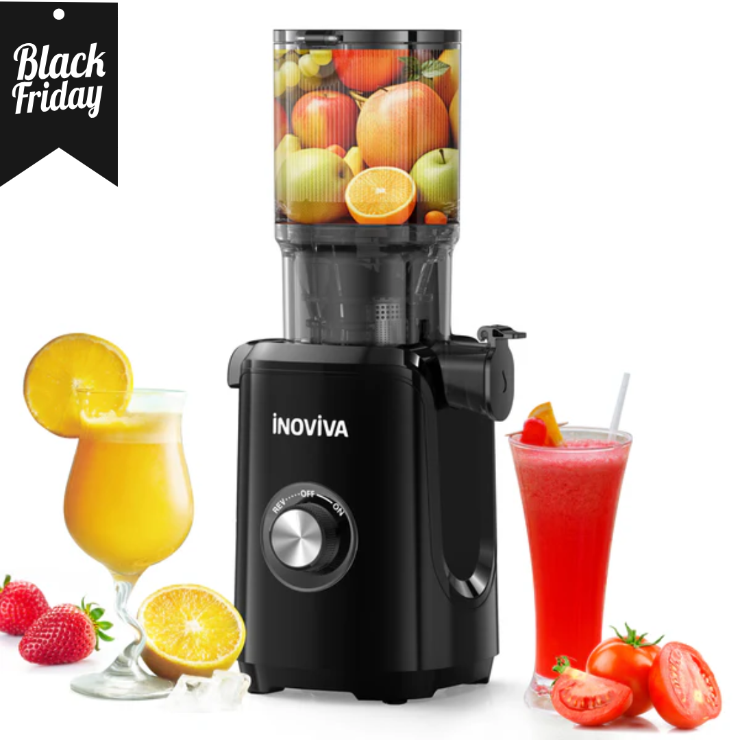 Inoviva Slow Juicer – Kaltpress-Entsafter mit breitem Einfüllschacht für ganze Früchte